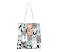 DJNGN Cartoon Cat Casual Shoulder Bag Handbag Reusable Shopping Travel Grocery Bag Tote Gifts For Women
