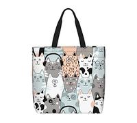 DJNGN Cartoon Cat Casual Shoulder Bag Handbag Reusable Shopping Travel Grocery Bag Tote Gifts For Women