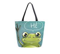 DJNGN Cartoon Frog Canvas Tote Bag Reusable Grocery Bags Tote Carrying Bag with Handles