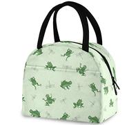 DJNGN Cartoon Frog Dragonfly Insulated Lunch Bag, Reusable Multi-Pocket Container Cooler Tote Bag for Women&Men School Work Picnic Outdoor Travel