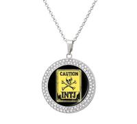 DJNGN Caution INTJ Warning Sign Women's Pendant Necklace Gold Silver Charm Picture Necklaces Circle Jewelry