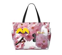 DJNGN Cherry Japanese Cherry Blossom Beach Bags For Women Large Waterproof Sandproof Beach Tote Bag Pool Bag Lightweight Zipper Carry On Bags For Gym Travel Vocation