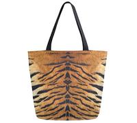 DJNGN Chic Tiger Back Stripe Pattern Extra Large Canvas Market Beach Travel Reusable Grocery Shopping Tote Bag School Portable Storage HandBag