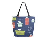 DJNGN Christmas Pattern Gift Boxes Canvas Tote Bag Reusable Grocery Bags Tote Carrying Bag with Handles