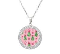 DJNGN Christmas Tree Candy Canes Bows Women's Pendant Necklace Gold Silver Charm Picture Necklaces Circle Jewelry