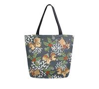 DJNGN Christmas Vector Pattern With Horse Canvas Tote Bag Reusable Grocery Bags Tote Carrying Bag with Handles