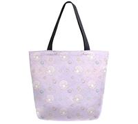 DJNGN Clam Shell Starfish Diamond Reusable Grocery Shopping Bag Canvas Tote Bag Large Collapsible Washable Handbag Shoulder for Women