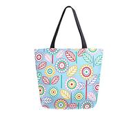 DJNGN Colorful Floral Canvas Tote Bag Reusable Grocery Bags Tote Carrying Bag with Handles