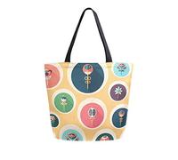 DJNGN Colorful Flowers Canvas Tote Bag Reusable Grocery Bags Tote Carrying Bag with Handles