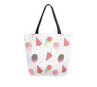 DJNGN Colorful Ice Cream Canvas Tote Bag Tote Carrying Bag Shoulder Bag for Shopping Travel bag Reusable Grocery Bags