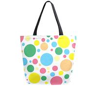 DJNGN Colorful Polka Dot Reusable Grocery Shopping Bag Canvas Tote Bag Large Collapsible Washable Handbag Shoulder for Women