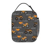 DJNGN Construction Machines Cars Truck Tractor Portable Lunch Bag for Boys and Girls,Lunch Box Tote Bag Soft Handbag,Thick Insulated Cooler Bag Lunchbag for Men Women Teens Work Outdoor Travel Picnic