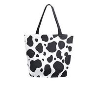 DJNGN Cow Print Reusable Grocery Shopping Bag Heavy Duty Canvas Tote Bag Large Collapsible Washable Handbag Shoulder for Women