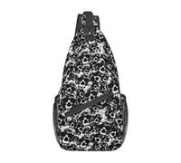 DJNGN Crossbody Bag Men Women Scary Black White Skull Pattern Shoulder Bag for Men Lightweight Durable Small Sling Backpack Women Chest Bag for Casual Sport Climbing Bike Sport