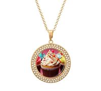 DJNGN Cupcake Diamond Necklace Sparkle Pendant Necklace for Women Customizable Photo Necklace Classic Luxury Love Clavicle Neckband Fine Jewelry Anniversary Birthday Gifts