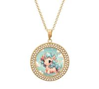 DJNGN Cute Animal Rainbow Horse Diamond Necklace Sparkle Pendant Necklace for Women Customizable Photo Necklace Classic Luxury Love Clavicle Neckband Fine Jewelry Anniversary Birthday Gifts