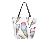 DJNGN Cute Background With Ice Cream Canvas Tote Bag Reusable Grocery Bags Tote Carrying Bag with Handles