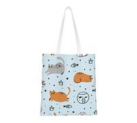 DJNGN Cute Cartoon Cat Casual Shoulder Bag Handbag Reusable Shopping Travel Grocery Bag Tote Gifts For Women