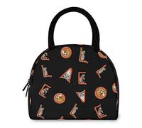 DJNGN Cute Cats Love Pattern Reusable Lunch Tote Bag with Front Pocket Zipper Closure Insulated Thermal Cooler Container Bag for School Work Picnic Travel Beach Fishing