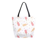 DJNGN Cute Colorful Ice Cream Canvas Tote Bag Reusable Grocery Bags Tote Carrying Bag with Handles