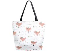 DJNGN Cute Fox with Arrow Reusable Grocery Shopping Bag Canvas Tote Bag Large Collapsible Washable Handbag Shoulder for Women