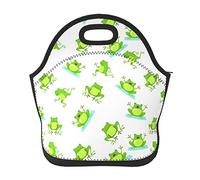 DJNGN Cute Frog Lunch Bag Neoprene Insulated Cooler Lunch Tote Waterproof and Durable with Zipper for Kids Picnic Travel Lunch Bag