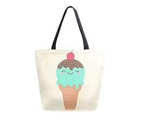 DJNGN Cute Ice Cream Canvas Tote Bag Tote Carrying Bag Shoulder Bag for Shopping Travel bag Reusable Grocery Bags