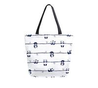 DJNGN Cute Little Panda Bear Canvas Tote Bag Women Casual Shoulder Handbag Large Reusable Shopping Grocery Bag
