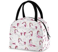 DJNGN Cute Magical Unicorns Reusable Lunch Tote Bag with Front Pocket Zipper Closure Insulated Thermal Cooler Container Bag for Man Women Work Picnic Travel Beach Fishing