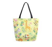 DJNGN Cute Tropical Pattern Canvas Tote Bag Reusable Grocery Bags Tote Carrying Bag with Handles