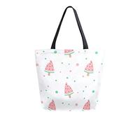 DJNGN Cute Watermelon Bitten Ice Cream Canvas Tote Bag Reusable Grocery Bags Tote Carrying Bag with Handles