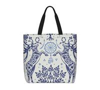 DJNGN Deer With Sprouted Antlers Casual Shoulder Bag Handbag Reusable Shopping Travel Grocery Bag Tote Gifts For Women