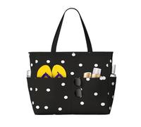 DJNGN Dot Black & White Extra Large Tote Bag For Women,Foldable Beach Bag With Pocket Weekender Travel Overnight Bag