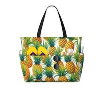DJNGN Exotic Tropical Pines Print Large Beach Bag Women Waterproofes Foldable Zipper Totes Bag for Travel Vacation