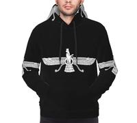 DJNGN Farvahar Persian Symbol Hoodies Man Women Pullover Unisex Sweatshirt Hooded Sweatshirt Black