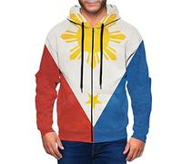 DJNGN Flag of the Philippines Men's Hoodie Full-Zip Pullover Sweatshirts with Pocket Jacket