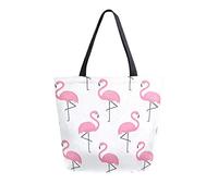 DJNGN Flamingo Pink Canvas Tote Bag Reusable Grocery Bags Tote Carrying Bag with Handles