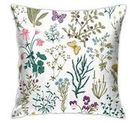 DJNGN Floral Herbs Wild Flowers Botanical Pillowcase, Double Sided Printing, Hidden Zip Pillowcase, 18x18 inch Beautiful Printed Pattern Pillowcase