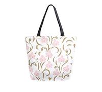 DJNGN Floral Seamless Pattern Canvas Tote Bag Tote Carrying Bag Shoulder Bag for Shopping Travel bag Reusable Grocery Bags