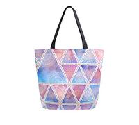 DJNGN Floral Triangle Pattern Canvas Tote Bag Tote Carrying Bag Shoulder Bag for Shopping Travel bag Reusable Grocery Bags