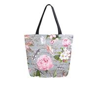 DJNGN Flower On The Letter Background Canvas Tote Bag Tote Carrying Bag Shoulder Bag for Shopping Travel bag Reusable Grocery Bags