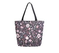 DJNGN Flower Pattern Canvas Tote Bag Tote Carrying Bag Shoulder Bag for Shopping Travel bag Reusable Grocery Bags