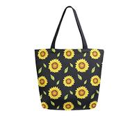 DJNGN Flower Seamless Sunflower Floral Canvas Tote Bag Reusable Grocery Bags Tote Carrying Bag with Handles