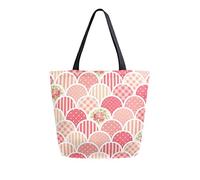 DJNGN Flower Stripe Pattern Canvas Tote Bag Reusable Grocery Bags Tote Carrying Bag with Handles