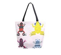DJNGN Frog Cartoon Canvas Tote Bag Reusable Grocery Bags Tote Carrying Bag with Handles