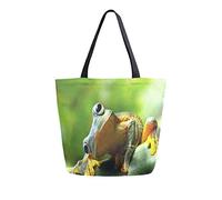 DJNGN Frog Reusable Grocery Shopping Bag Heavy Duty Canvas Tote Bag Large Collapsible Washable Handbag Shoulder for Women