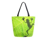 DJNGN Frog Shadow Canvas Tote Bag Reusable Grocery Bags Tote Carrying Bag with Handles