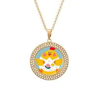 DJNGN Funny Chick Diamond Necklace Sparkle Pendant Necklace for Women Customizable Photo Necklace Classic Luxury Love Clavicle Neckband Fine Jewelry Anniversary Birthday Gifts