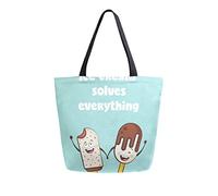 DJNGN Funny Ice Cream Canvas Tote Bag Tote Carrying Bag Shoulder Bag for Shopping Travel bag Reusable Grocery Bags