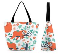 DJNGN Funny Sloths Hanging on The Tree Reusable Large Shopping Handbag Personalized Print Tote Bag for Women